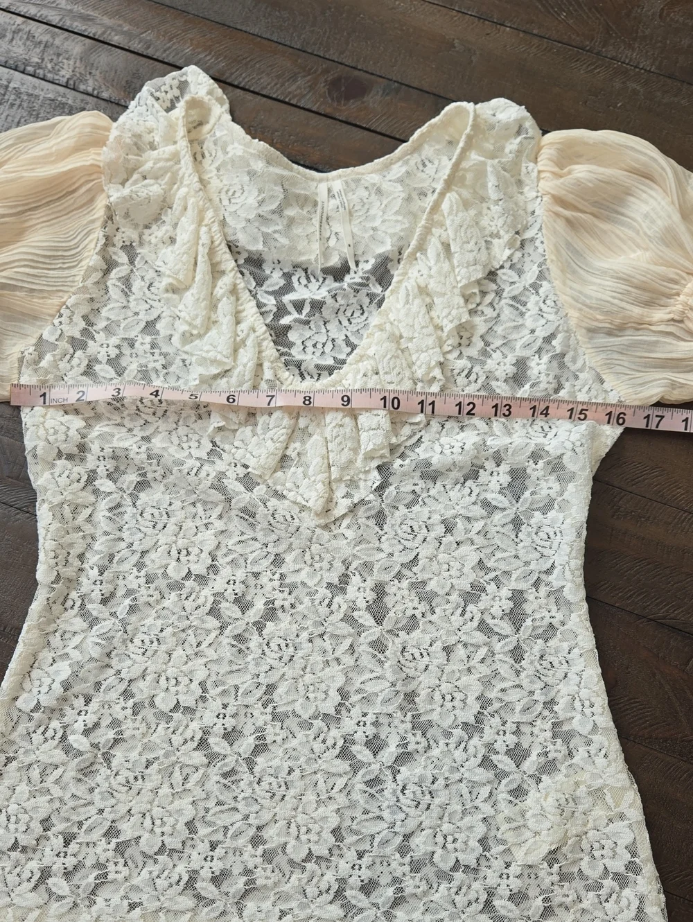 Anthropologie Sheer Lace Boho Long Sleeve Blouse